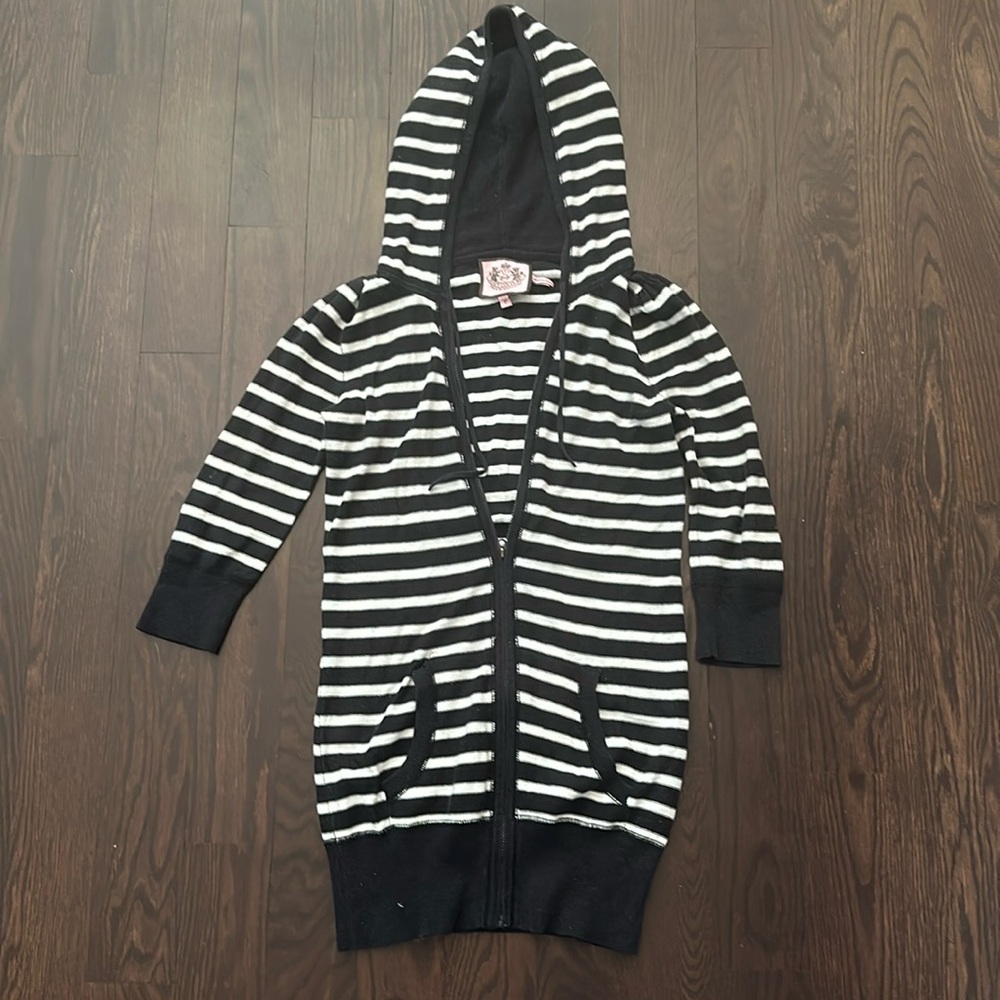 Juicy couture swim stripe coverup 3/4 sleeve, full zip